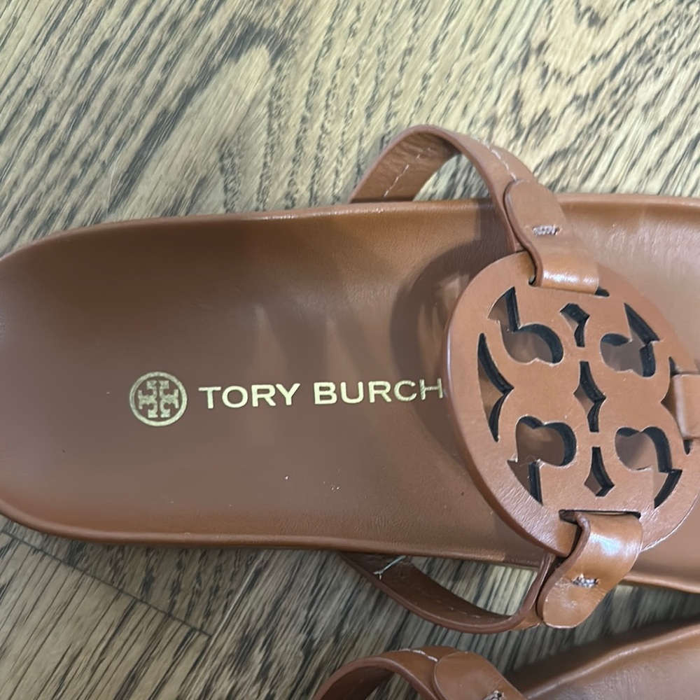Tory Burch Brown Cloud Miller Leather Sandals with Iconic Logo -worn a few times - Picture 4 of 6